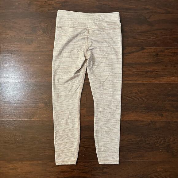 Athleta tan & white stripes textured leggings size M - Picture 3 of 10